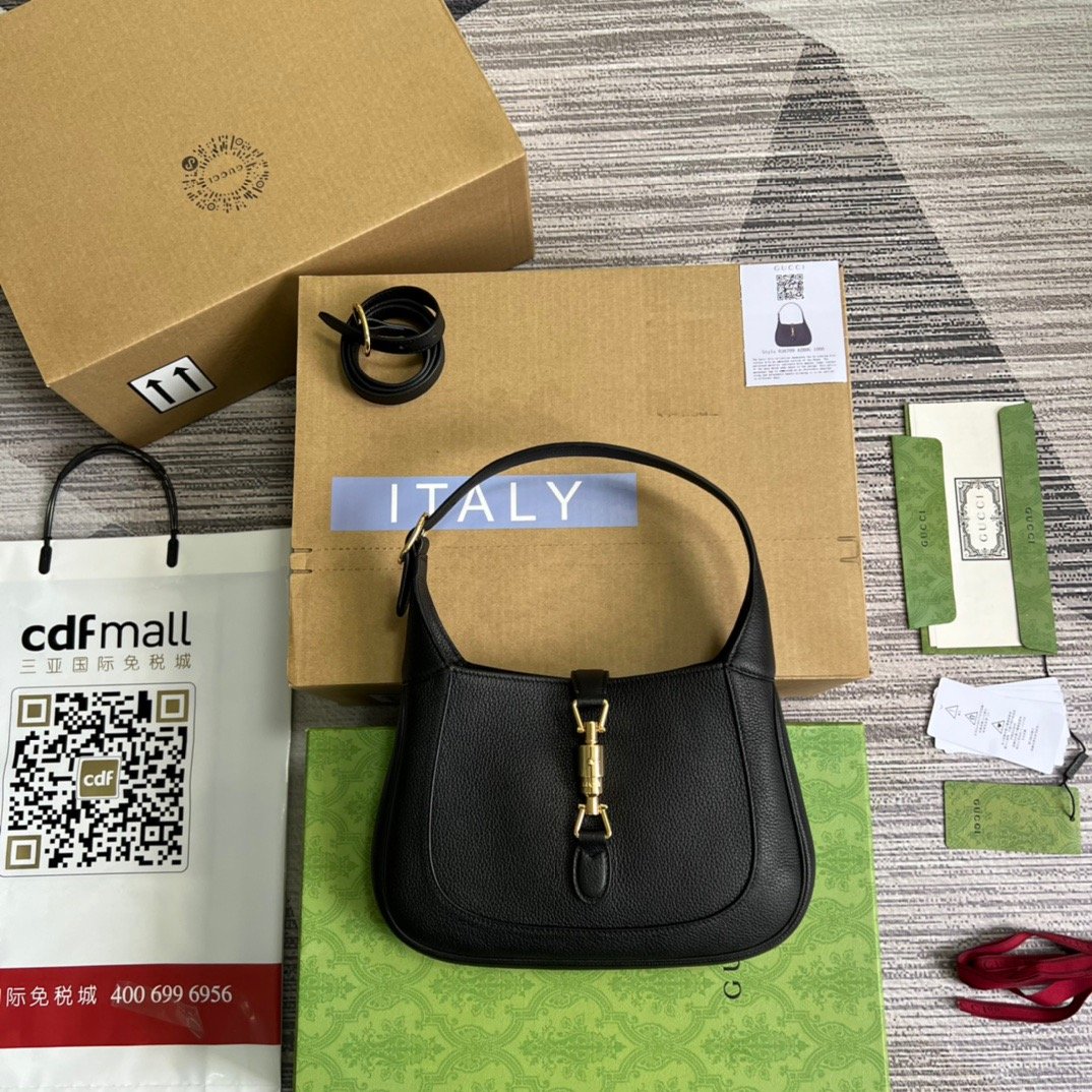 Gucci Jackie 1961 Small Shoulder Bag Black For Women, Women’s Bags 10.8in/28cm Gucci ‎636709 10O0G 1000