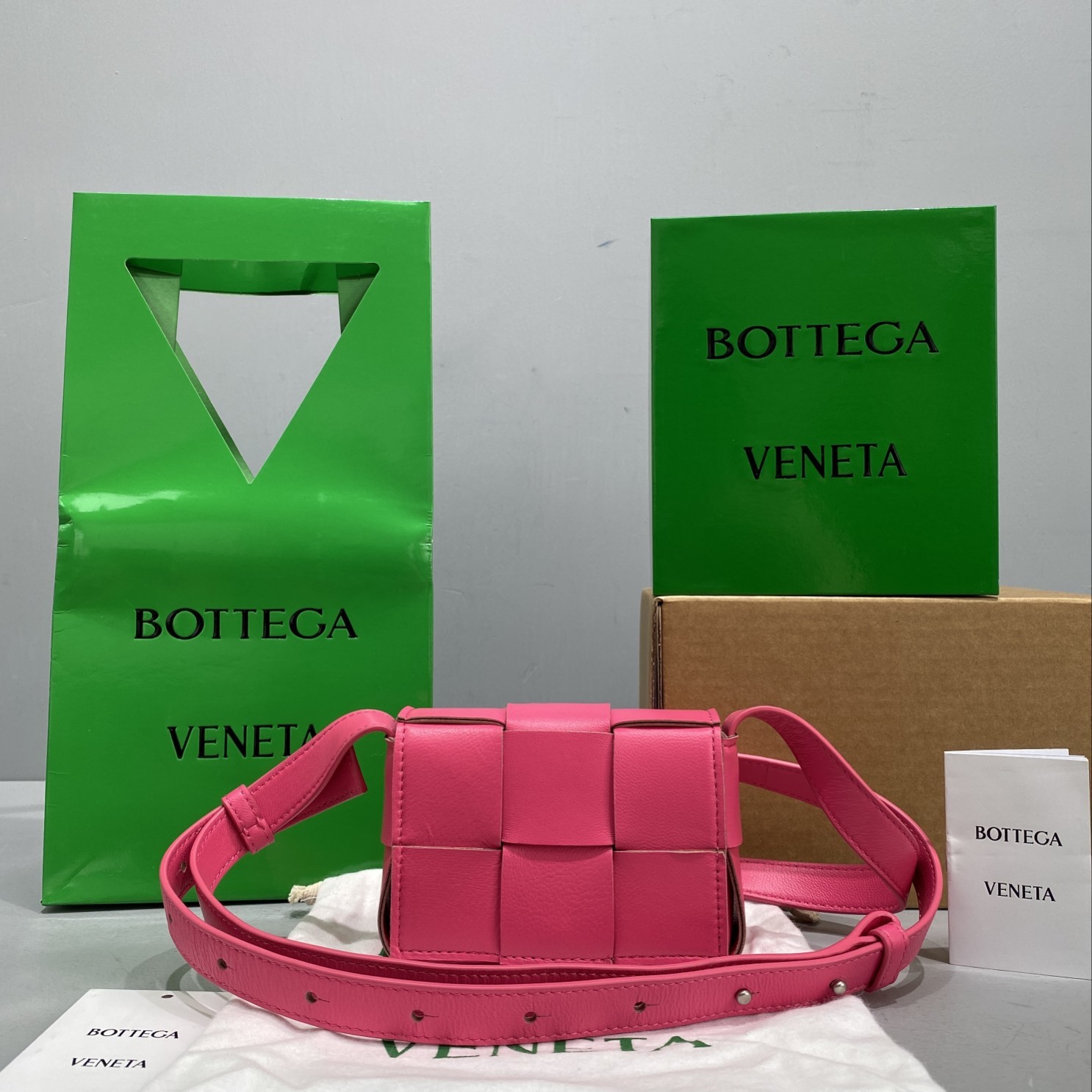 Bottega Veneta Candy Cassette Pink, For Women, Women’s Bags 4.7in/12cm 666688VMAY16419