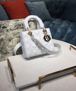 Christian Dior Small Lady Dior My ABCDior Bag Latte Cannage White For Women 20cm/8in CD M0538OCAL_M030