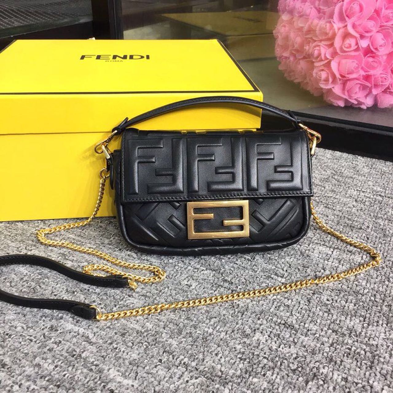 Fendi Baguette Nappa Black For Women, Women’s Handbags, Shoulder And Crossbody Bags 7.4in/19cm FF 8BS017A72VF15ZW