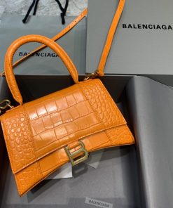 BALENCIAGA Hourglass Small Handbag In Orange, For Women, Women’s Bags 9in/23cm
