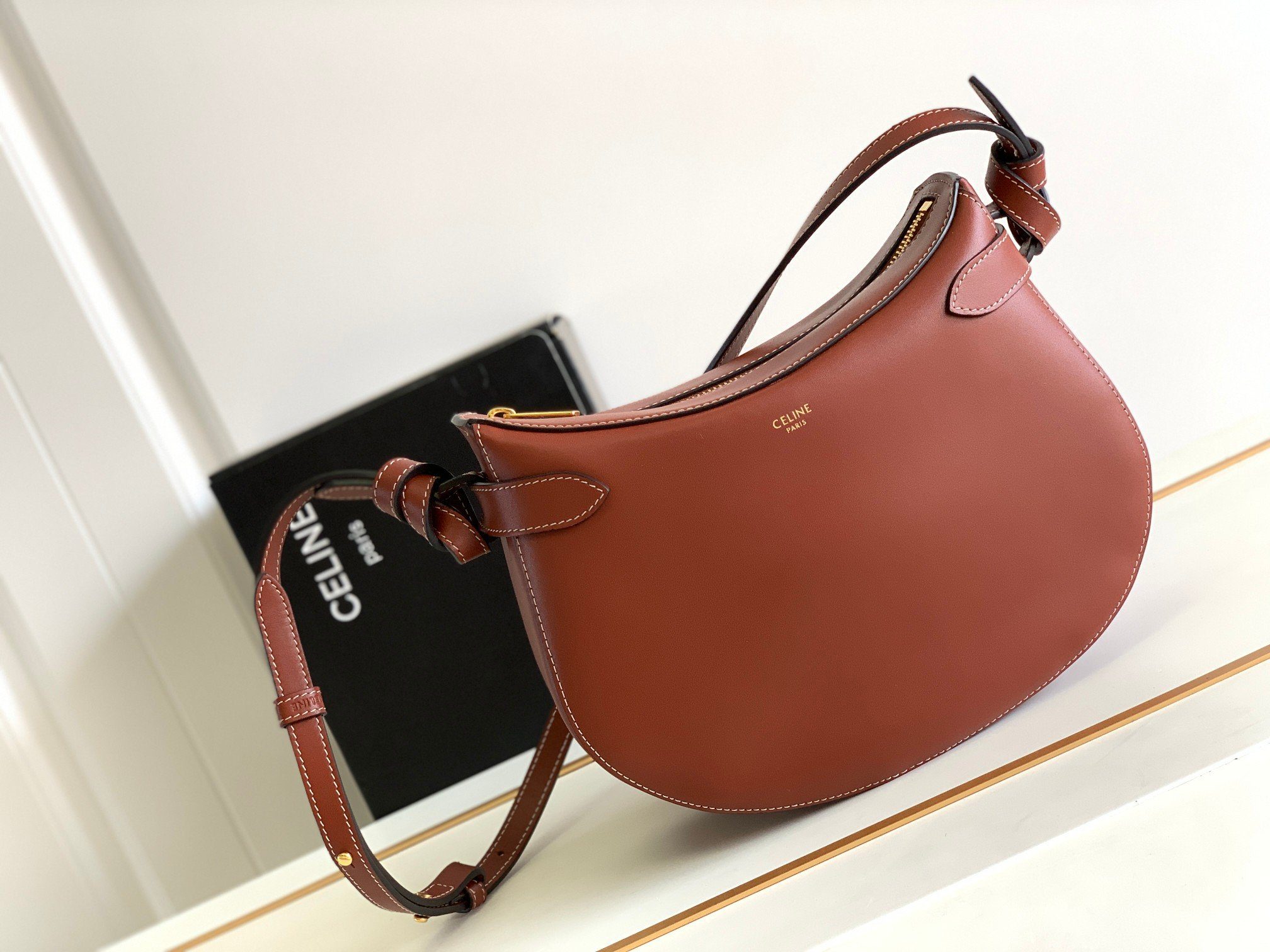 Celine Besace Noeuds Francais Bag Brown For Women 10in/25cm 199823EI5.19TK