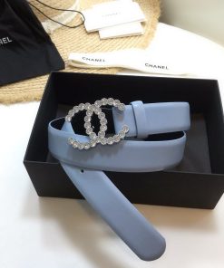 Chanel Belt With Beaded Buckle Light Blue