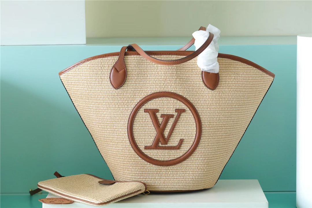 Louis Vuitton Saint Jacques Raffia Caramel Brown For Women, Women’s Handbags, Shoulder And Crossbody Bags 22.4in/57cm LV M59963