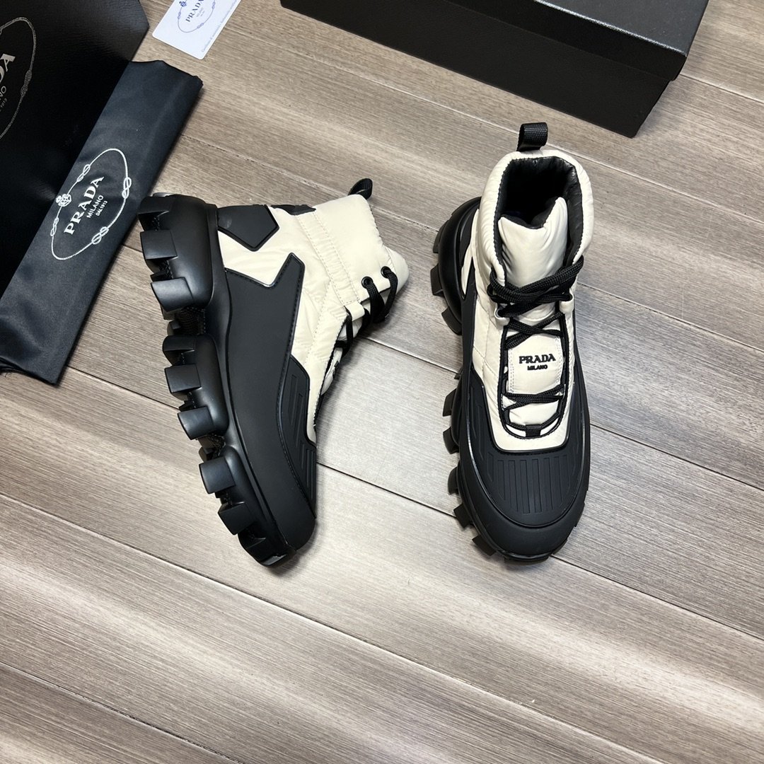 Prada Cloudbust Thunder High-Top Sneakers Black/White For Men 2in/50mm PRD 