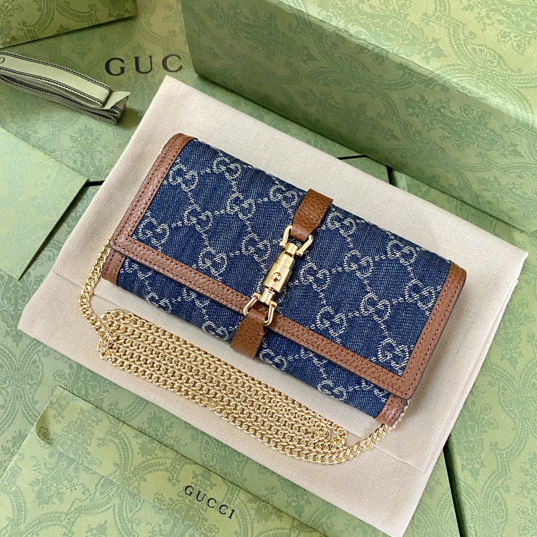 Gucci Jackie 1961 Chain Long Wallets For Women, Women’s Wallets 19cm/7.5in GG