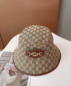 GUCCI Canvas Bucket Hat With Horsebit Beige Gucci Hat