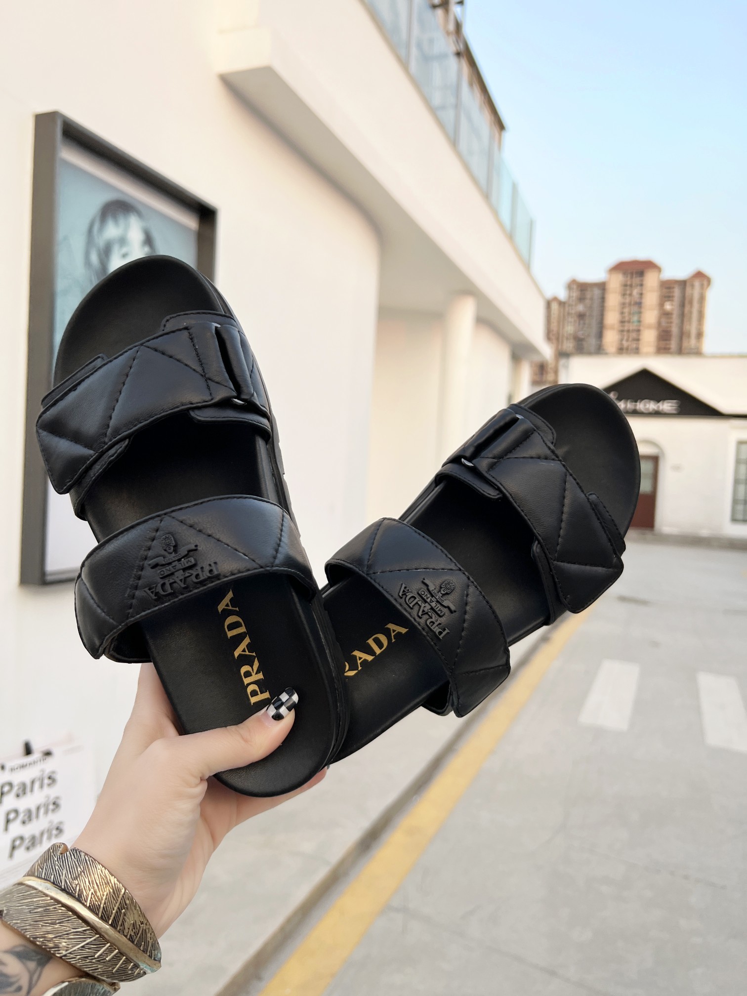 Prada Padded Nappa Slides Black For Women 0.8in/20mm Prada 