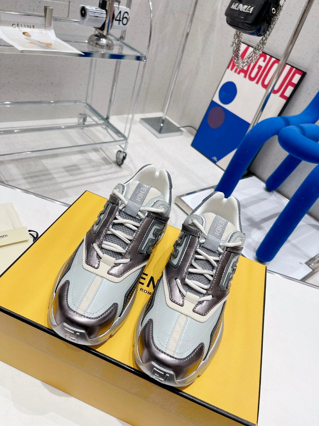 Fendi Nubuck Faster Grey Blue For Men