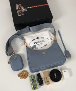 Prada Re-Edition 2005 Saffiano Bag Blue For Women, Women’s Bags 8.6in/22cm 1BH204_NZV_F0ETB_V_V2M