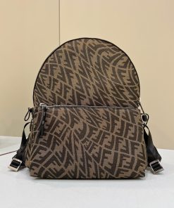 Fendi Backpack In Brown FF Vertigo Fabric Bag For Woman 30cm/12in