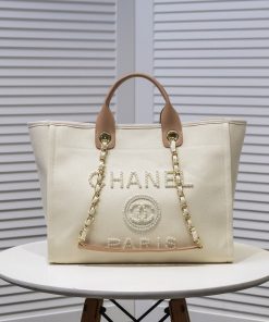 CHANEL CC DEAUVILLE TOTE BAG WITH PEARLS- Luxurbags