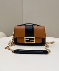 Fendi Baguette Chain Brown and Black Bag For Woman 19cm/7.5in