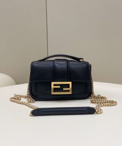 Fendi Baguette Chain Black Bag For Woman 19cm/7.5in