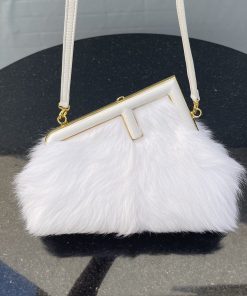 Fendi First Small White Fox Fur Bag For Woman 26cm/10in