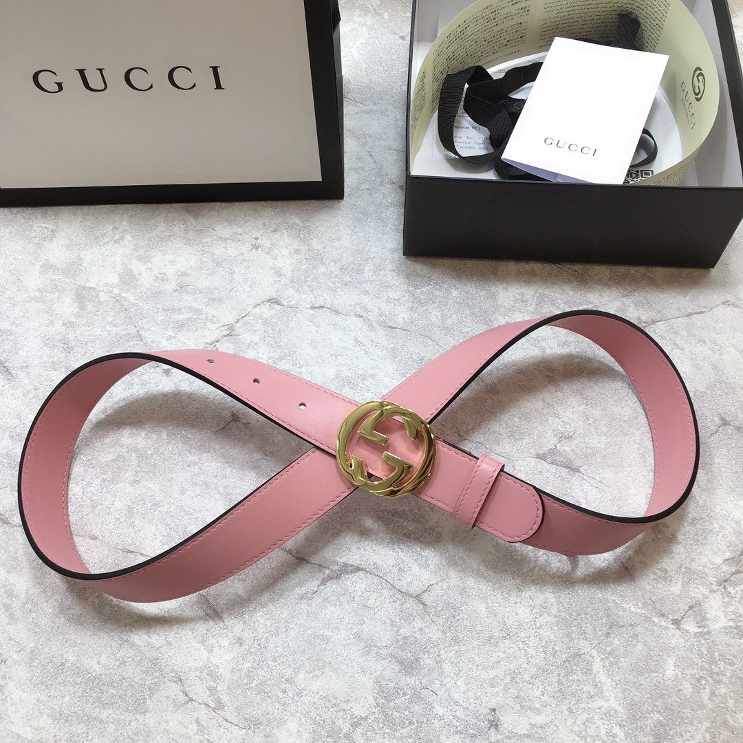 Gucci Belt With Interlocking G Pink GG, Women Belt 370717