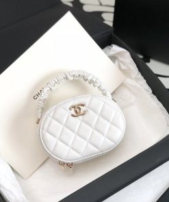 Chanel Vanity Case Shiny Gold White Bag For Women 9.5cm/3.7in