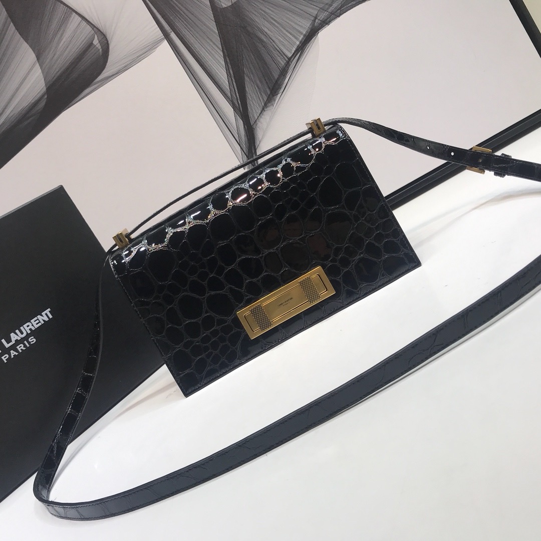 Yves Saint Laurent Cassandra Small Crossbody Bag With Stone Print Black For Women 7.4in/19cm YSL