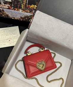 Dolce & Gabbana Small Devotion Bag In Plain Red For Women 7.5in/19cm DG BB6711AV89387124