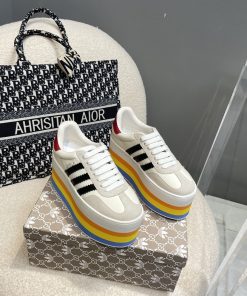 Gucci x Adidas Women’s Gucci Gazelle Sneaker White For Women GG