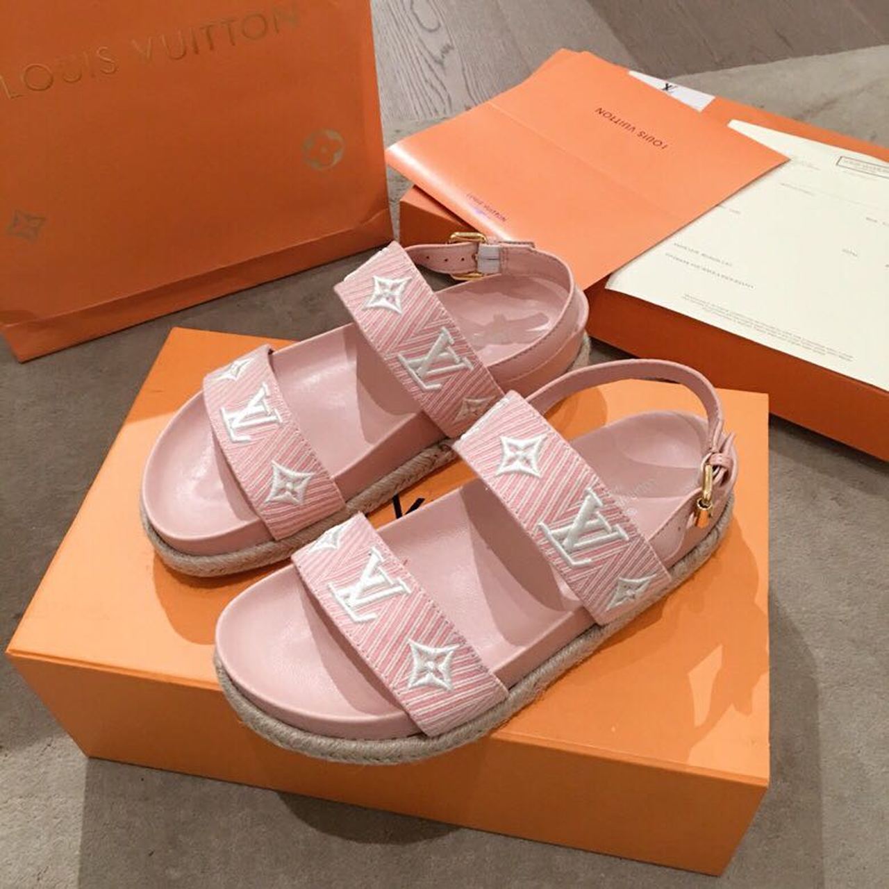 Louis Vuitton Casual Sandals Monogram Reverse Canvas Spring/Summer Collection Light Pink