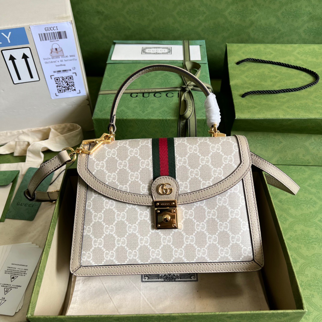Gucci Ophidia Small Gucci Top Handle Bag Beige For Women, Women’s Bags 9.8in/25cm Gucci ‎651055 UULAG 9682