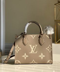 Louis Vuitton OnTheGo PM Tote Bag Monogram Empreinte Beige/Cream For Women, Women’s Handbags, Shoulder And Crossbody Bags 9.8in/25cm LV M45779