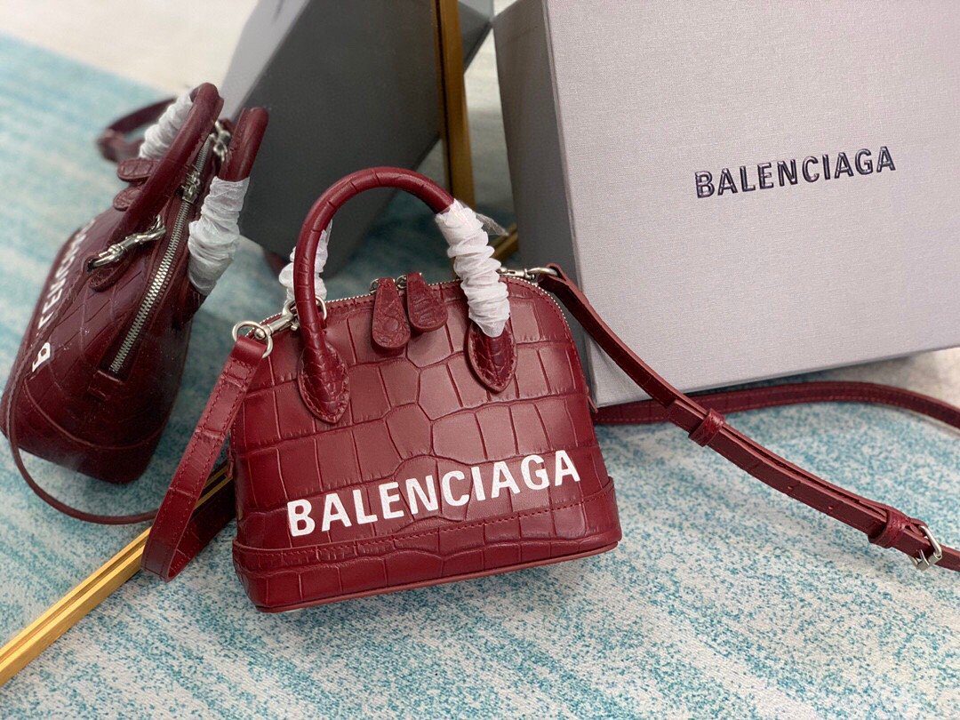 Balenciaga Ville Mini Handbag In Dark Red, For Women, Women’s Bags 4.7in/12cm