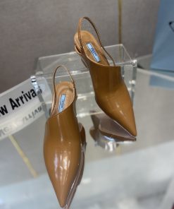 Prada Brushed Slingback Pumps Brown For Women 2.6in/65mm Prada
