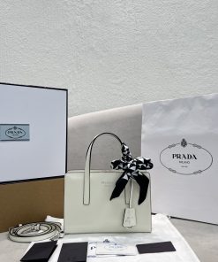 Prada Re-Edition 1995 Brushed Mini Handbag White For Women, Women’s Bags 8.6in/22cm