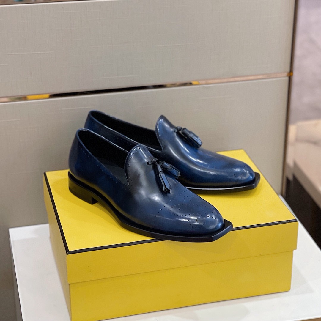 Fendi Moccasin Tassels Loafers Blue For Men