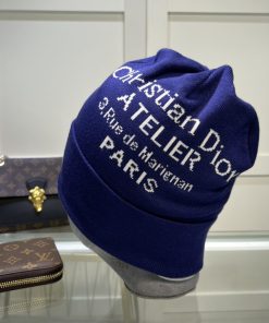 Dior Pompom Beanie In Blue