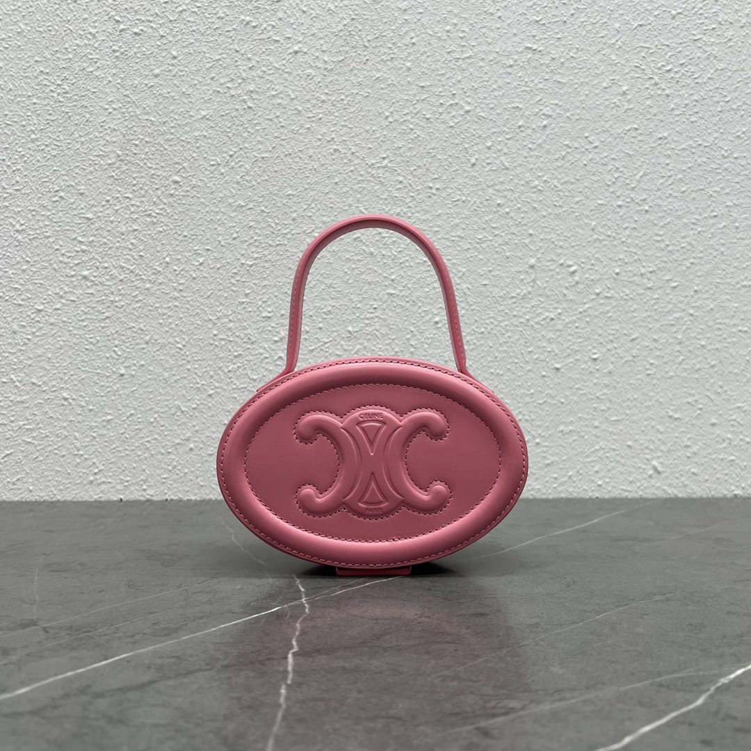 Celine Oval Minaudiere Cuir Triomphe Pink For Women 6in/11.5cm 