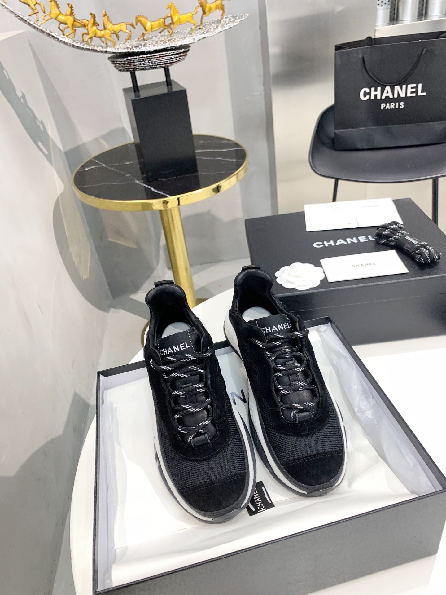 Chanel Sneakers Black For Women, Women’s Shoes 0.4in/1cm G39234