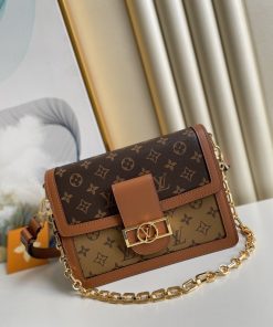 Louis Vuitton Dauphine MM Monogram And Monogram Reverse Canvas By Nicolas Ghesquière For The Cruise Collection, Women’s Handbags, Shoulder Bags 25cm LV M45958