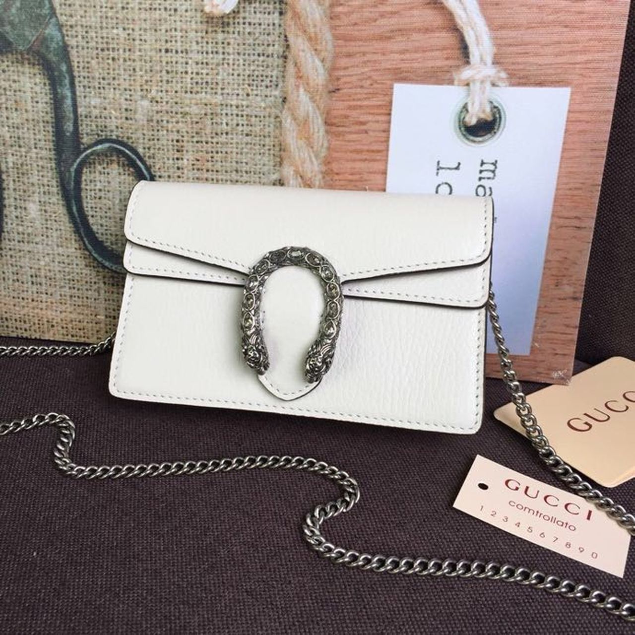 Gucci Dionysus Super Mini Bag White For Women 6.5in/16cm Gucci 476432 CAOGM 9174