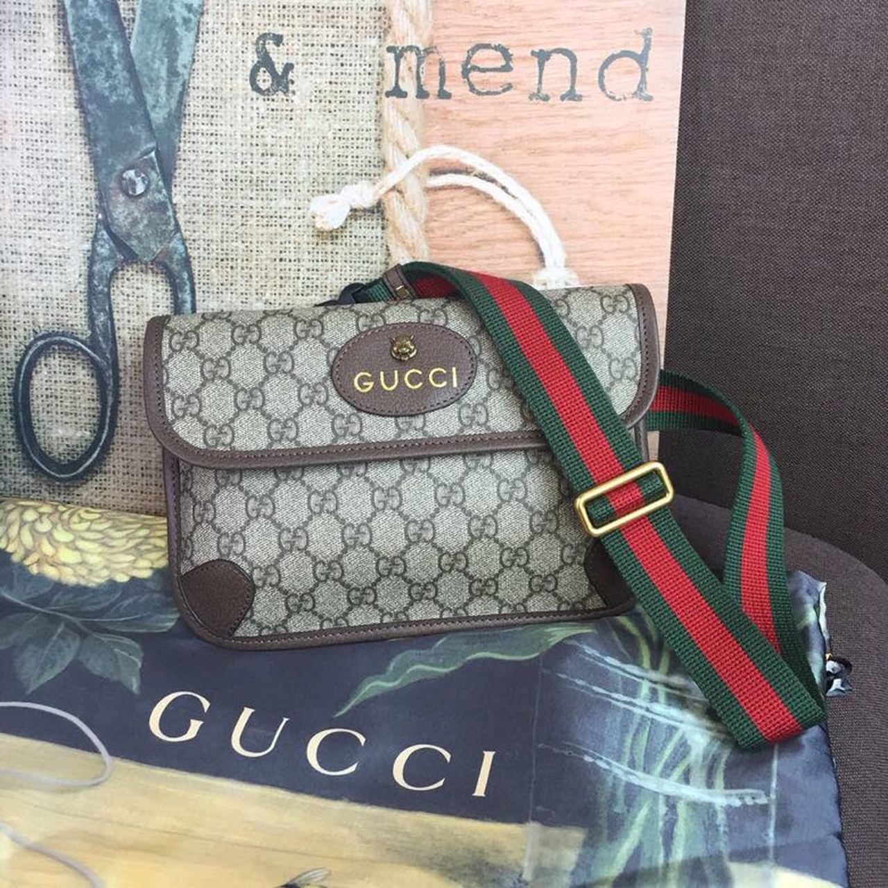 Gucci Neo Vintage Gucci Supreme Belt Bag Beige/ebony Gucci Supreme Canvas With Brown For Women 9.4in/24cm Gucci 493930 9C2VT 8745