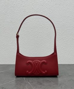 Celine Cuir Triomphe Shoulder Bag Red For Women 9.4in/24cm