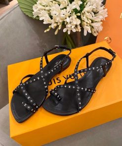Louis Vuitton Citizen Flat Sandal Satin Black For Women LV
