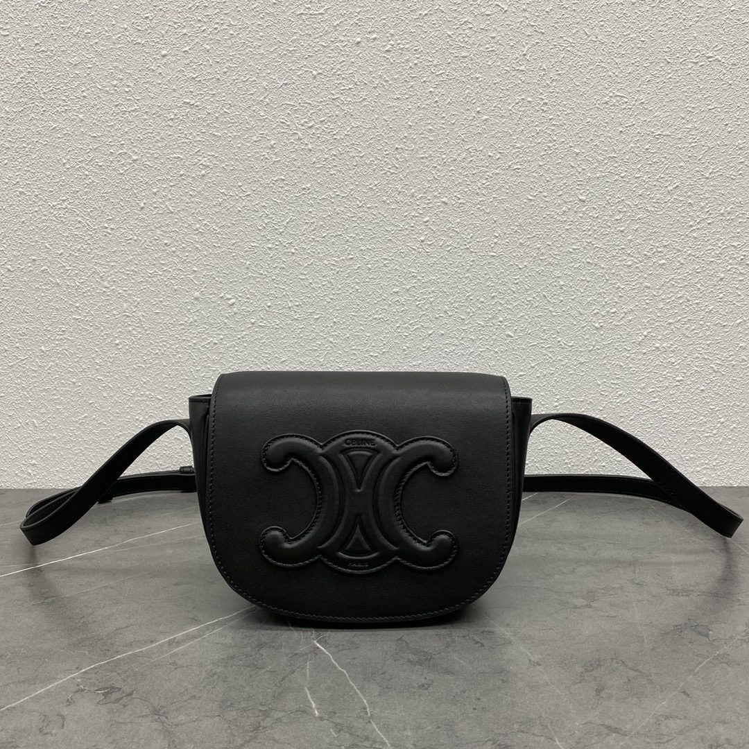 Celine Folco Cuir Triomphe Black For Women 7in/19cm 198263DU3.38NO