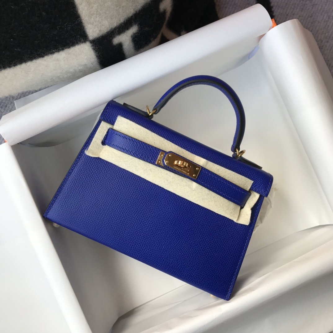 Hermes Kelly 19 Bleu Hydra Bag For Women, Women’s Handbags, Shoulder Bags 7.5in/19cm