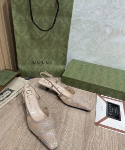 Gucci Women’s Gucci lingback Pump By Rose Mesh With Gucci Crystals Brown For Women Gucci ‎674668 F13A0 9960