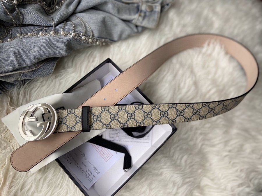 GUCCI Supreme Belt With G Buckle Beige, Women Belt ‎‎411924 KGDHN 4075