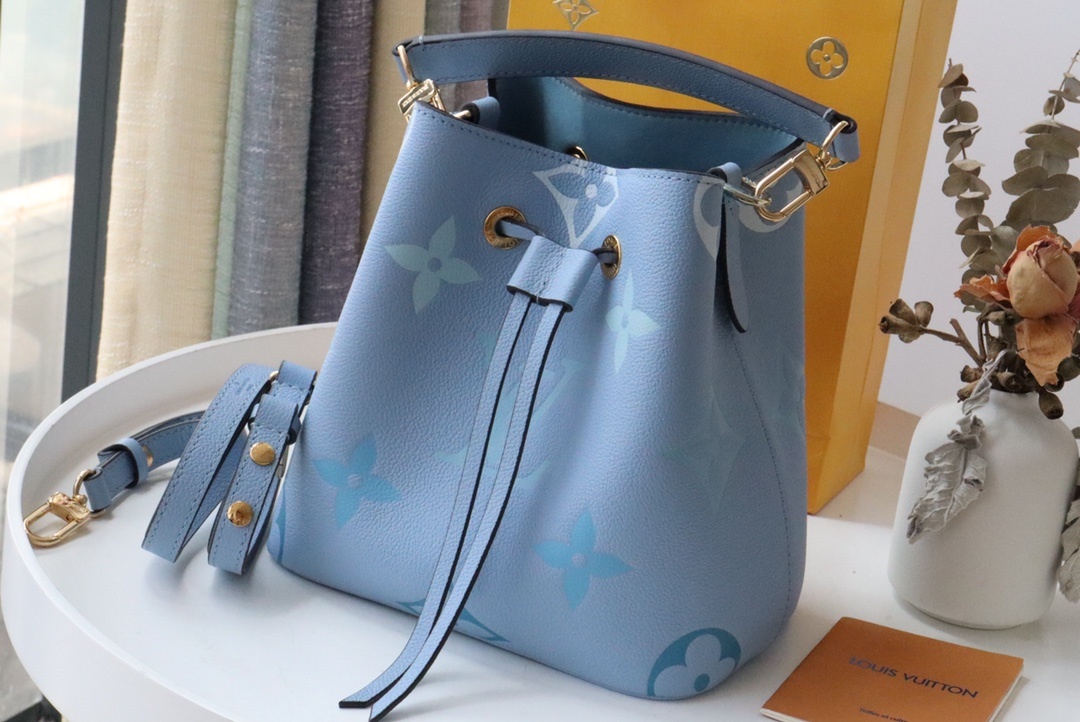 Louis Vuitton NeoNoe BB Bucket Bag Monogram Empreinte Blue For Women, Women’s Handbags, Shoulder Bags 7.9in/20cm LV M45709