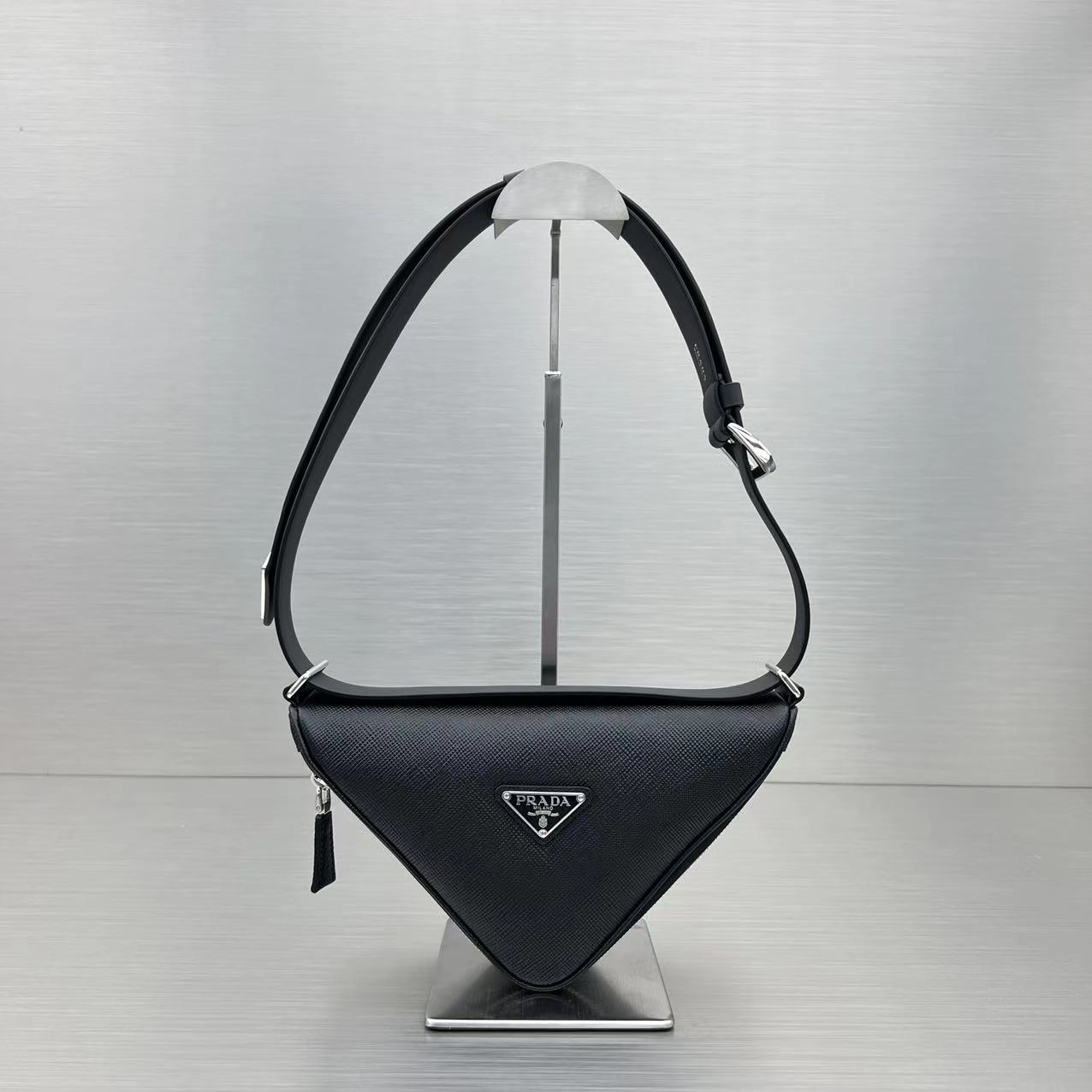 Prada Triangle Mini Bag Black For Women, Women’s Bags 9.8in/25cm