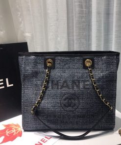 Chanel Deauville Chain Shoulder Tote Bag Dark Grey For Women, Women’s Handbags, Shoulder Bags 13.3in/34cm A66939