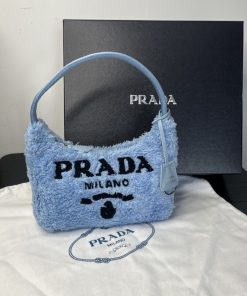 Prada Re-Edition 2000 Terry Mini-Bag Blue For Women, Women’s Bags 8.6in/22cm 1NE515_2DXO_F0D4O
