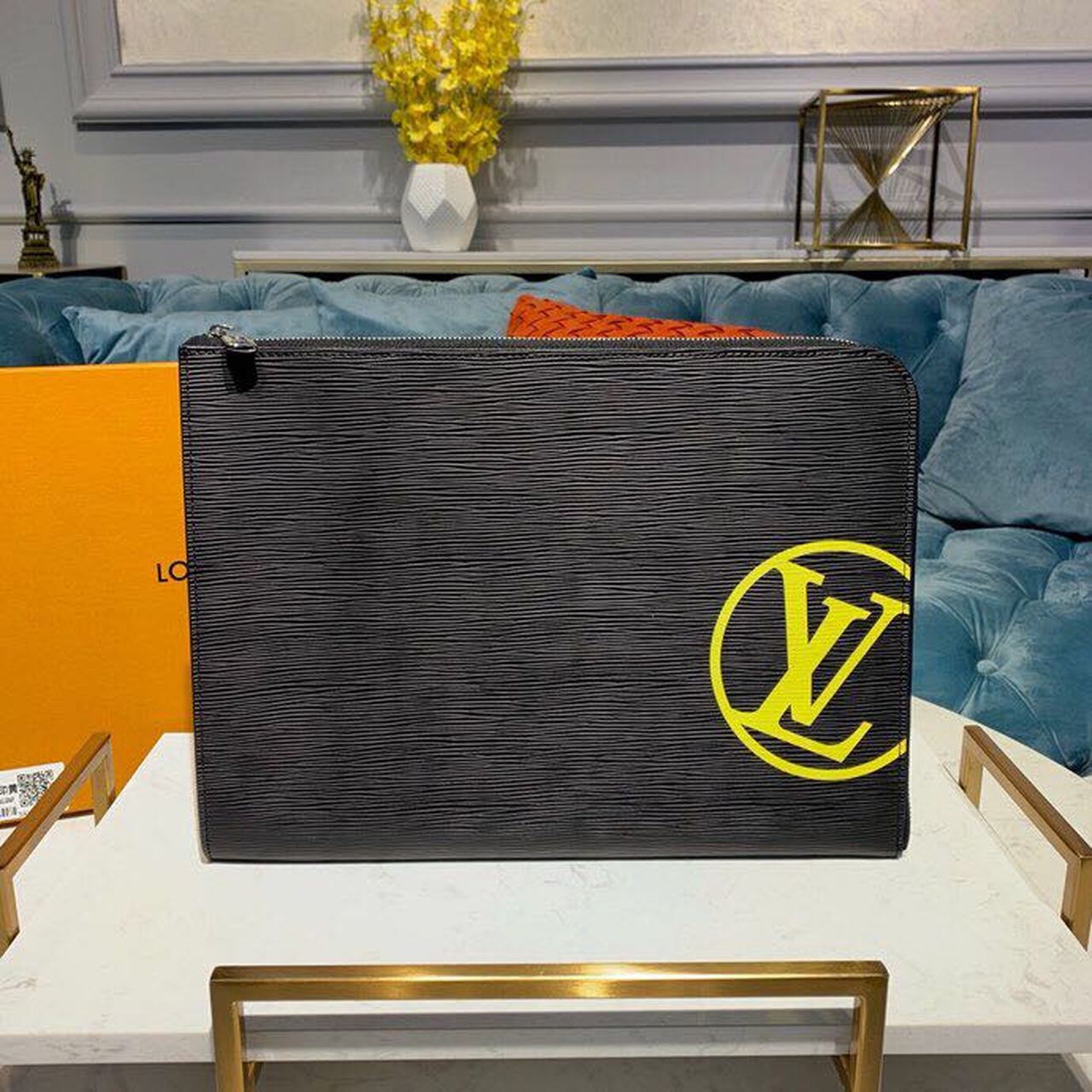 Louis Vuitton Pochette Jour GM Epi Black/Yellow For Men, Men’s Wallet 13.8in/34cm LV M68198