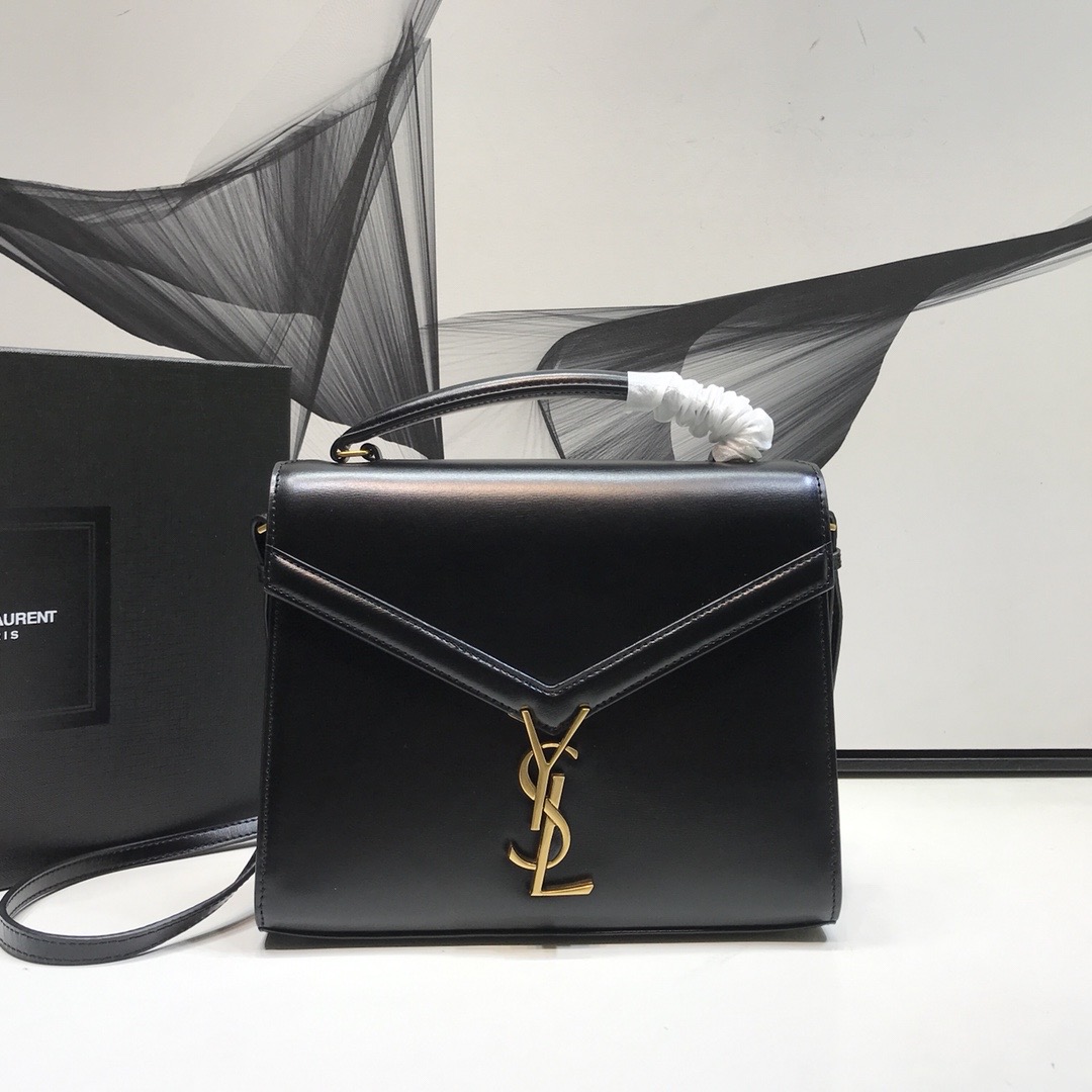 Yves Saint Laurent Cassandra Medium Top Handle Bag In Grain Black For Women 9.6in/24.5cm YSL 623931BOW0W1000