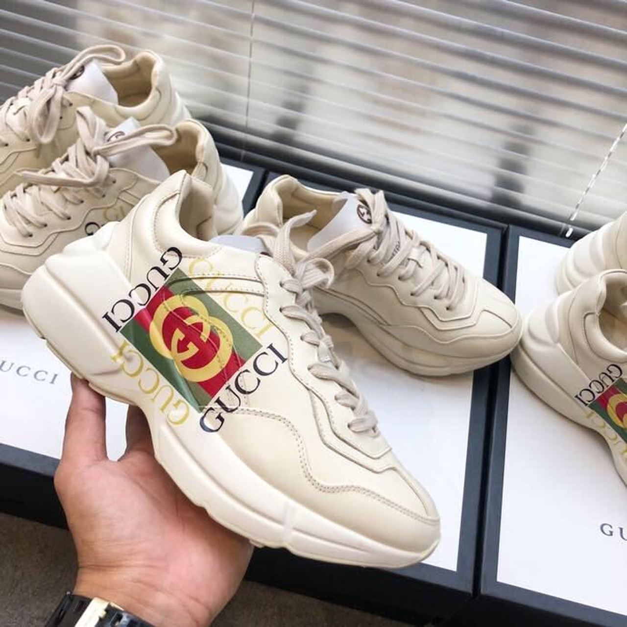 Gucci Women’s Rhyton Sneaker With Gucci Logo White For Women GG 